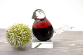 Mini urn | Vogel | Roodborst | Zwarte Urn | Luxe Urnen | Glazen Urn | Kleine Urn | Vogeltje Urn