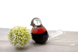 Mini urn | Vogel | Roodborst | Zwarte Urn | Luxe Urnen | Glazen Urn | Kleine Urn | Vogeltje Urn