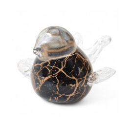 Mini Urn Vogel | Zwart met bladgoud | Met Vleugels