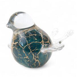 Mini Urn Vogel | Groen met bladgoud | Met Vleugels