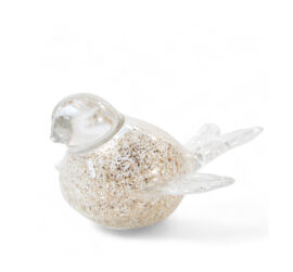 Mini Urn Vogel | Wit Goud | met Vleugels | Glazen Urn