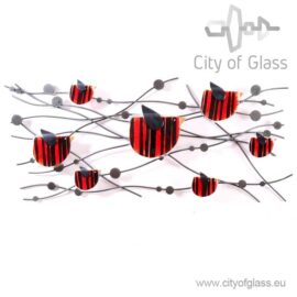 Wall decoration “Wave” with glass elements by Loranto – birds