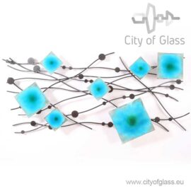 Wall decoration “Wave” with glass elements by Loranto – turquoise