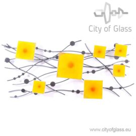 Wall decoration “Wave” with glass elements by Loranto – yellow