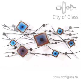 Wall decoration “Wave” with glass elements by Loranto – blue