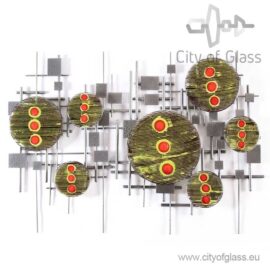 Wall decoration “Square” with glass elements by Loranto – yellow