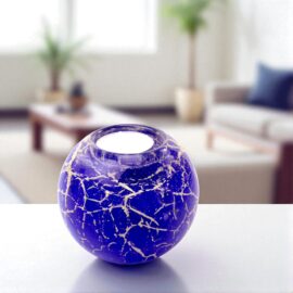 Tealight Holder Mini Urn Blue | Gold Leaf