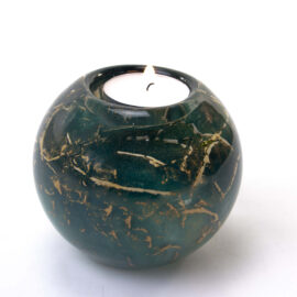 Mini Urn Tealight Holder Green Gold Leaf