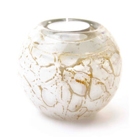 Mini urn with tea light | Urn with tea light | White with gold leaf 9 cm