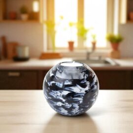 Mini Urn Tea Light Holder Black White | Cremation urn