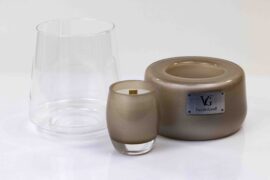 Windlicht met kaars – houten lont.
