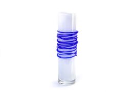 Cilinder Vaas Wit met Blauwe Spiraal