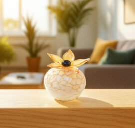 Mini Urn Oranje Vergeet-mij-nietje | Witte Steen