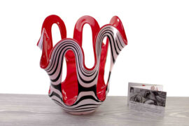 Fanvase Zebra with red inside by Loranto – 30 cm