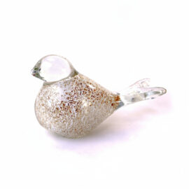 Mini Urn Vogel Wit met Goudspikkels | Kleine urn voor thuis