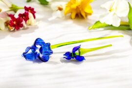 Blauwe Irissen | Glazen Bloemen | Luxe Decoratie