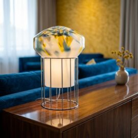 Glass Lamp Monet on metal Base H60 cm