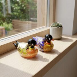 Murano Glas Eend met bladgoud