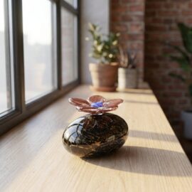 Mini Urn Vergeet-mij-nietje | Zwart Steen | Rode Bloem | 250ml
