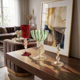 Murano Glas Kelk met Bladgoud, La Fenice Chalice