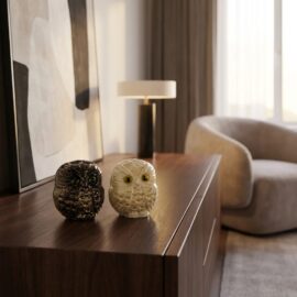 Owl in Murano glass with gold leaf