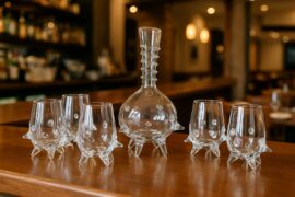 Carafe and 4 Glass Set | Colored Decoration Purple | Luxury Tableware