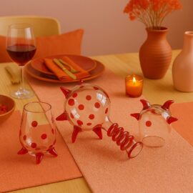 Carafe and Glass Set | Colored Decoration Red | Luxury Tableware