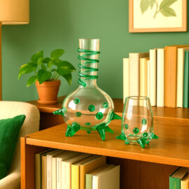 Carafe and Glass Set | Colored Decoration Green | Luxury Tableware