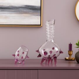 Carafe and 4 Glass Set | Colored Decoration Purple | Luxury Tableware