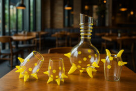 Carafe and Glass Set | Colored Decoration Yellow | Luxury Tableware