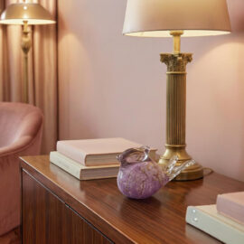 Mini Urn Bird | Pink & Gold Leaf | 14cm | Capacity 0.05L