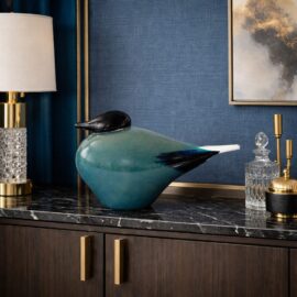 Vogels Blue Jay | Luxe Decoratie | 24 & 30cm | Glazen Vogel