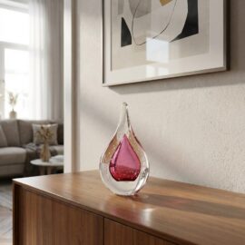 Kristallen Druppel | Bubbles | Rood/Roze | H15cm