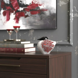 Vogels Red Feather | Luxe Decoratie | 24 & 30cm | Glazen Vogels