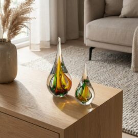 Crystal Drops | Green & Gold | 19cm & 15cm