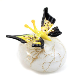 Mini Urn with Butterfly | Yellow Butterfly | White Stone | 250ml