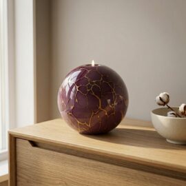 Urn Waxinelichthouder XXL | Paars & Bladgoud | 3L | Handgemaakt in EU