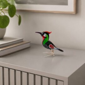 Glazen Specht | Decoratief Vogelbeeld | Glazen Beeldjes | 9cm