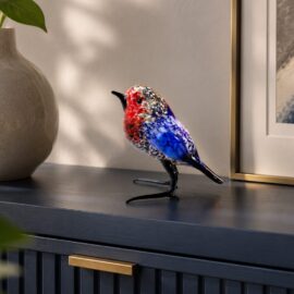 Glazen Vink | Decoratief Vogelbeeld | Glazen Beeldjes | 9cm